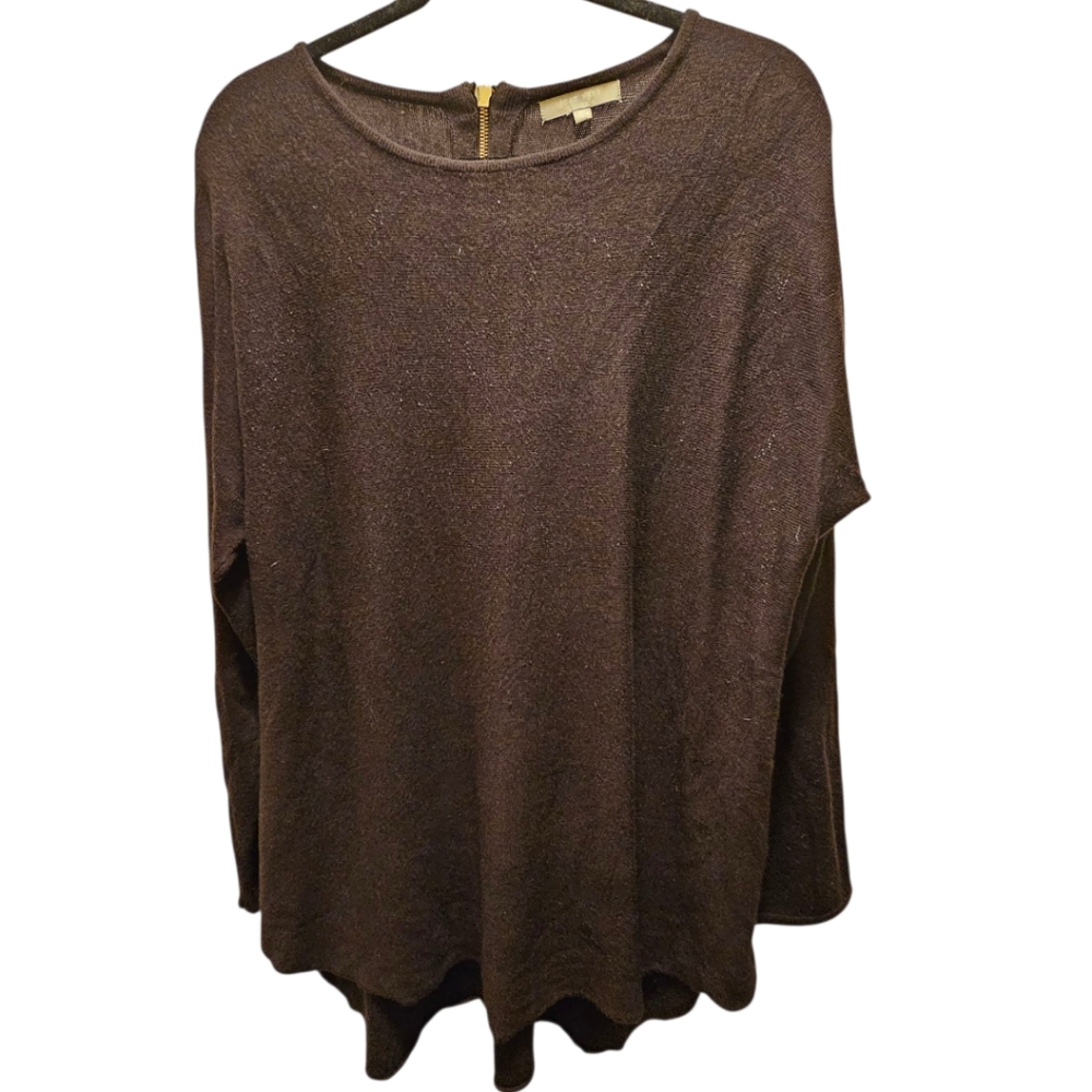 Joan Vass Crew Neck Sweater Brown Size XL